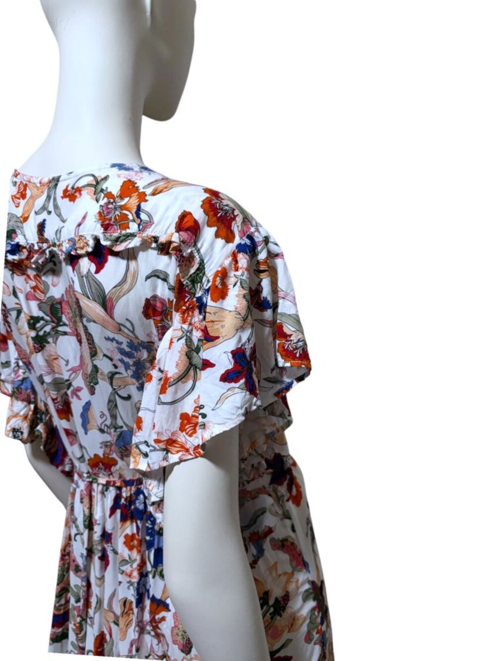 Bali Elf Asymmetric Sundress XXL Wrap Flutter Sleeves Ruffle Handmade Wedding - Picture 5 of 15